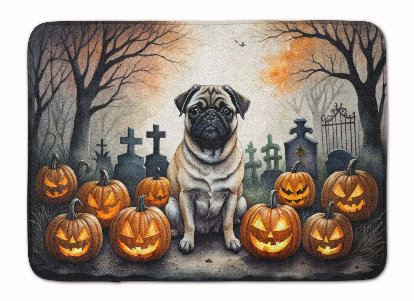 Fawn Pug Spooky Halloween Memory Foam Kitchen Mat