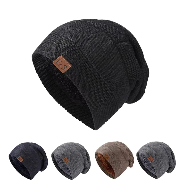 Fleece-Lined Wool Knit Winter Hat