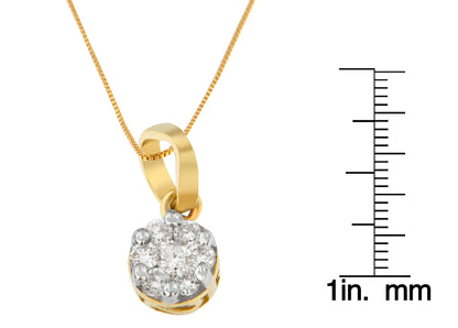 Collier Pendentif Cercle en Or Jaune 14K avec Diamants Taille Ronde (1/3 carat, Couleur H-I, Clarté I1-I2)