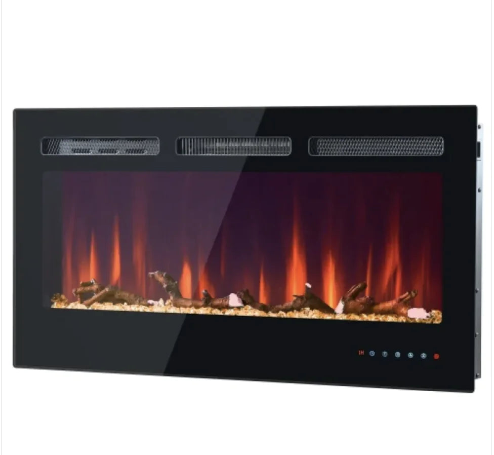 Wall-Mounted & Built-In Glass Electric Fireplace