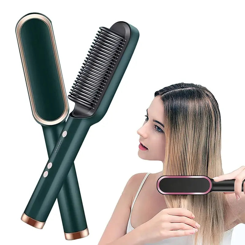 Professional Electric Hair Straightening Brush With LCD Display