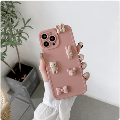 3D Bear & Rabbit Angel Eyes Phone Case for iPhone 13/12 Pro Max