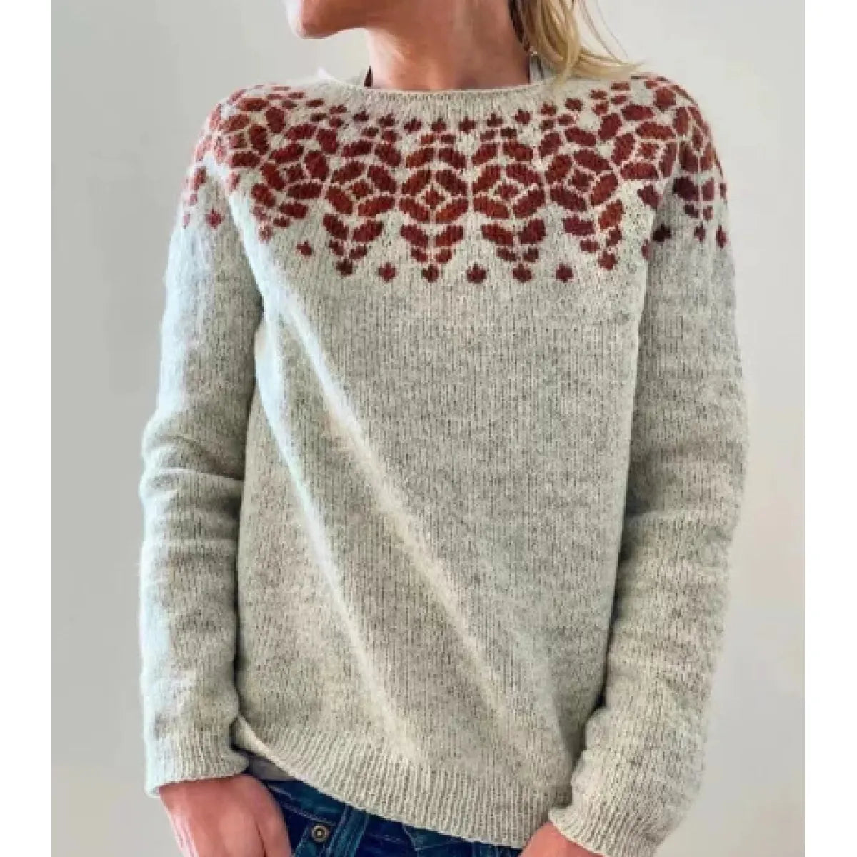 Women's Multicolor Round Neck Loose Knit Sweater