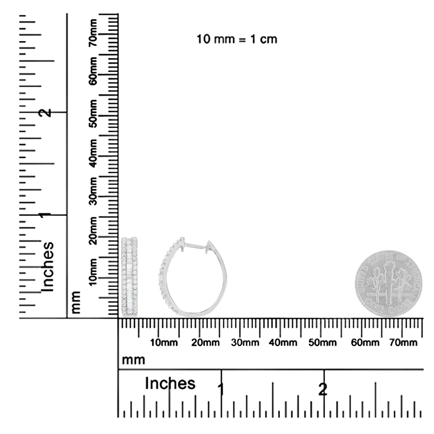 Aretes de Aro de Oro Blanco de 10K con Diamantes (3/4 cttw, Color I-J, Claridad I2-I3)