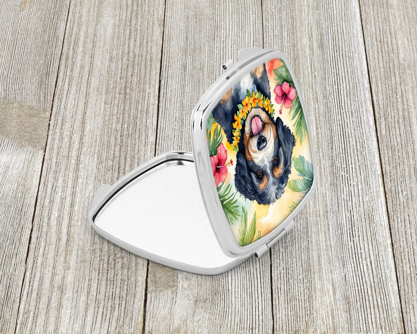 Bernedoodle Luau Compact Mirror