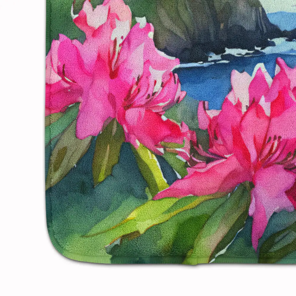 Washington Coast Rhododendrons in Watercolor Memory Foam Kitchen Mat