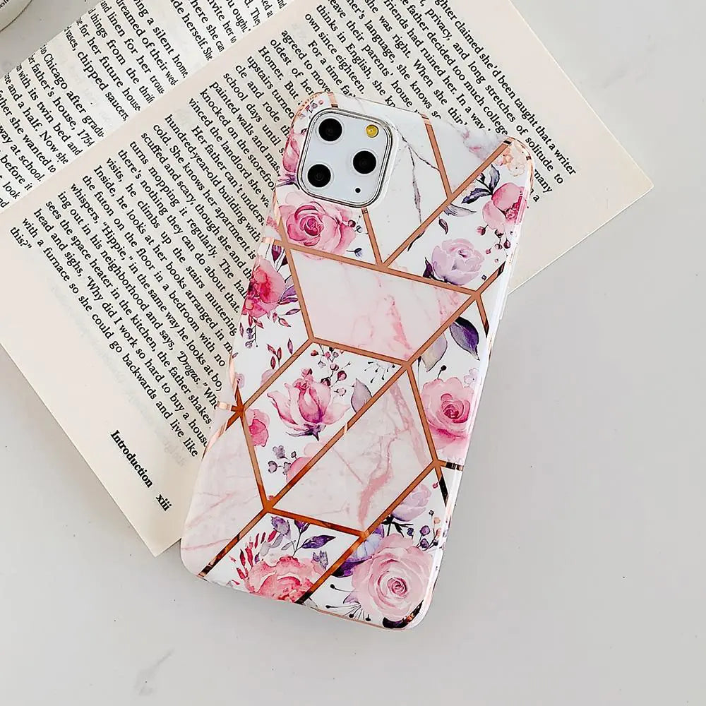 Geometric Pink Flower Case