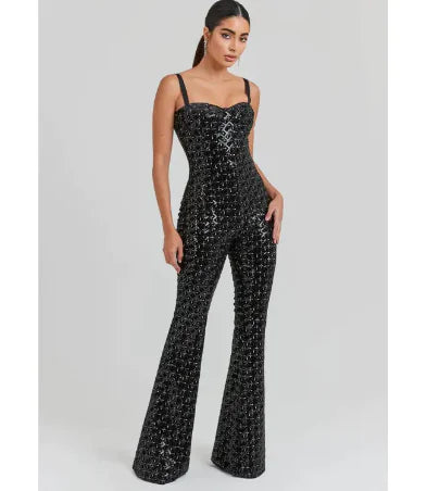 Fashion Women's Sequin Sling Tube Top Jumpsuit