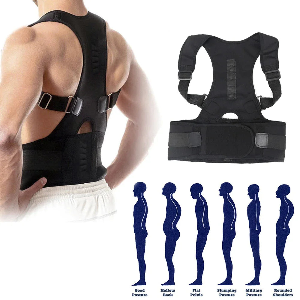 Posture Corrector Support Magnetic Back Shoulder Brace Belt Band For Men Women