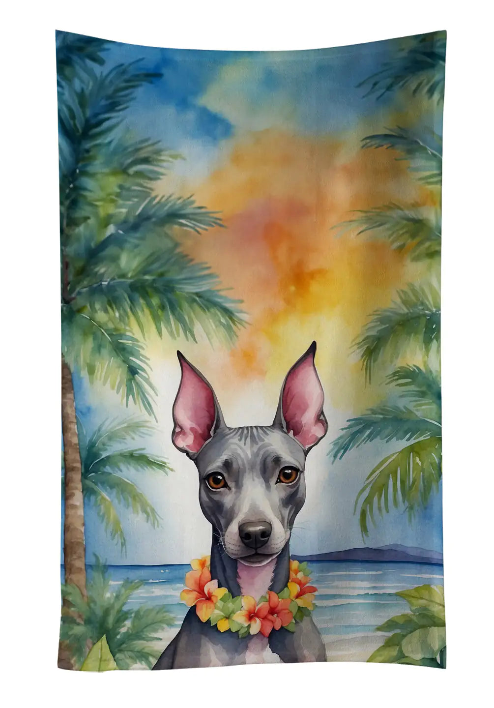 American Hairless Terrier Luau Kitchen Towel