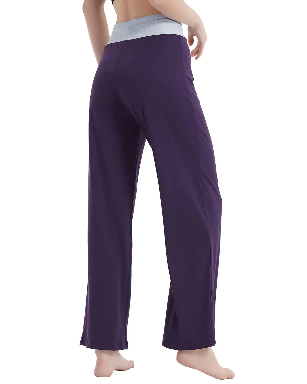 NEWCOSPLAY Women's Comfy Pajama Pants Casual Drawstring Palazzo Lounge Wide Leg Pants Pure-purple Small