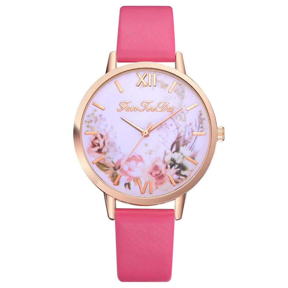 Tan Strap Floral Bee Watch