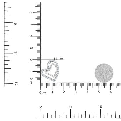 Colar com Pingente de Dois Corações em Prata de Lei .925 e Diamantes Sintéticos de 1/2 cttw (Cor F-G, Clareza VS2-SI1)