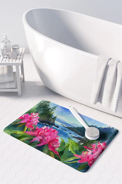 Washington Coast Rhododendrons in Watercolor Memory Foam Kitchen Mat