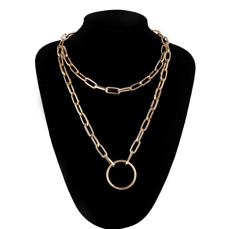 Double Layer Lock Chain Necklace