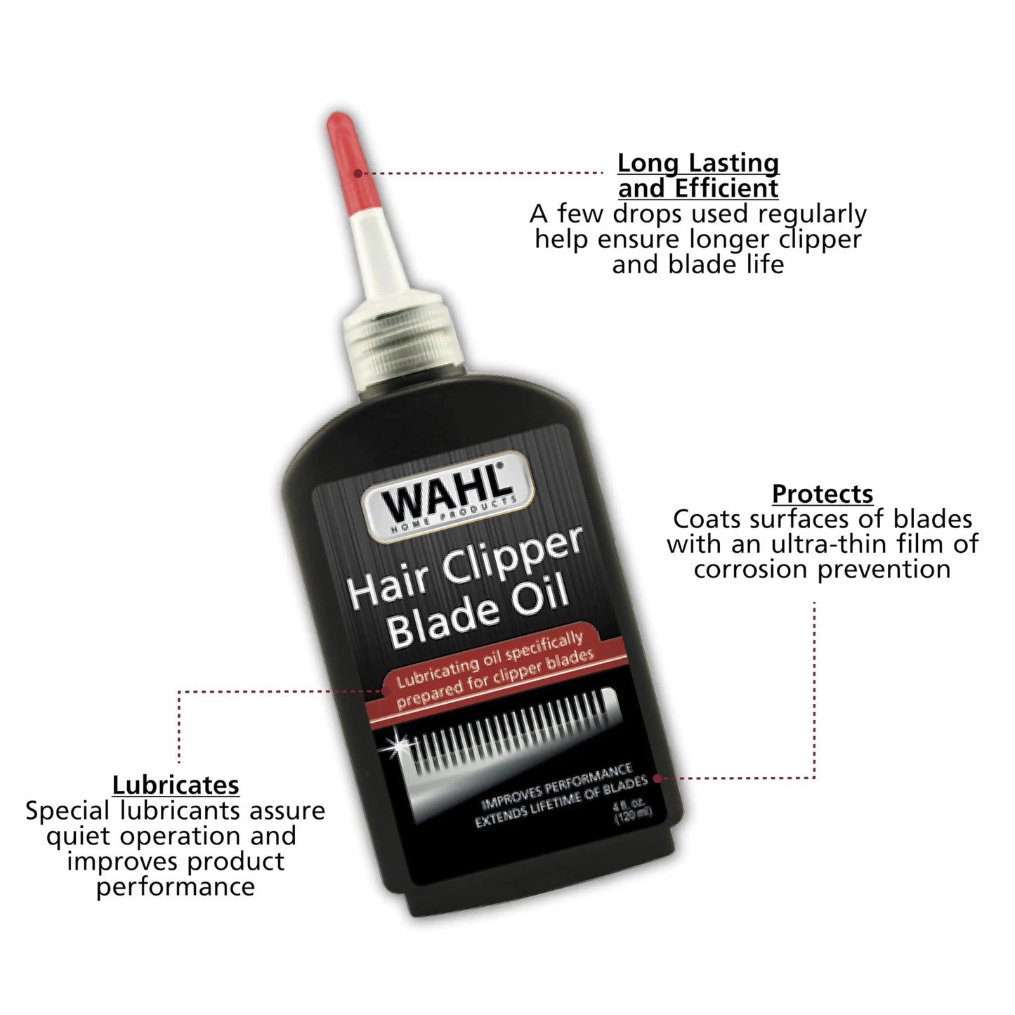 Wahl Premium Hair Clipper Blade Lubricating Oil for Clippers, Trimmers, & Blade Corrosion for Rust Prevention – 4 Fluid Ounces – Model 3310-300A