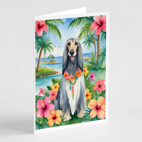 Afghan Hound Luau Greeting Cards Pack of 8