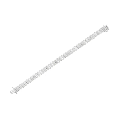 Bracelet Double Rangée en Argent Sterling et Diamants 2 cttw (I-J, I2-I3)