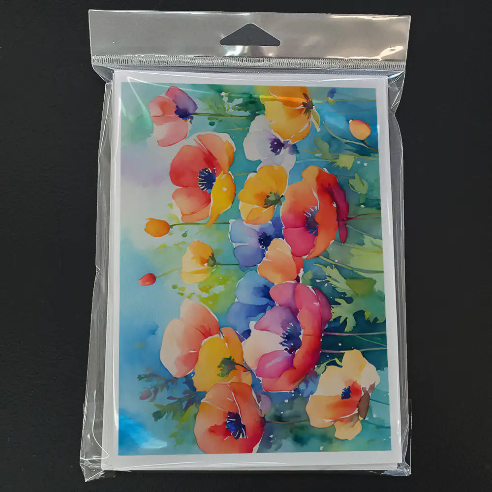 Anemones in Watercolor Greeting Cards Pack of 8