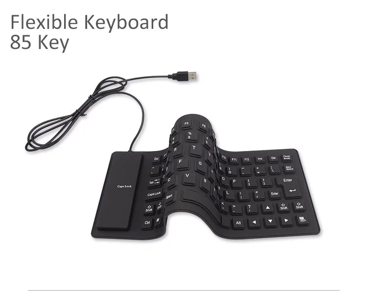 Waterproof Silicone Keyboard Foldable Flexible USB Dustproof DirtProof Full Size