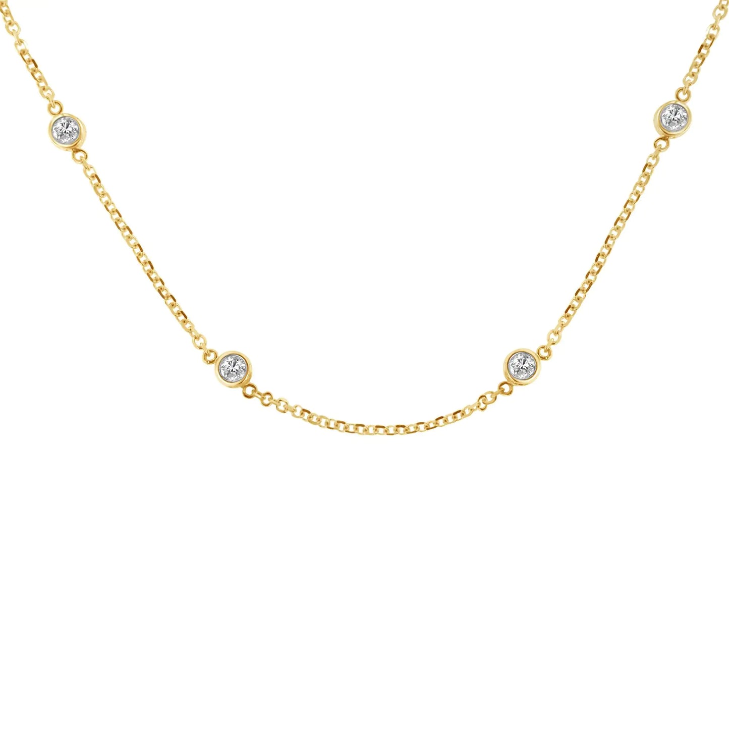 Sterling Silver Bezel-Set Diamond Station Necklace (1 cttw, J-K Color, I1-I2 Clarity)