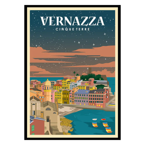 Vernazza by Night No2 Cinque Terre Poster