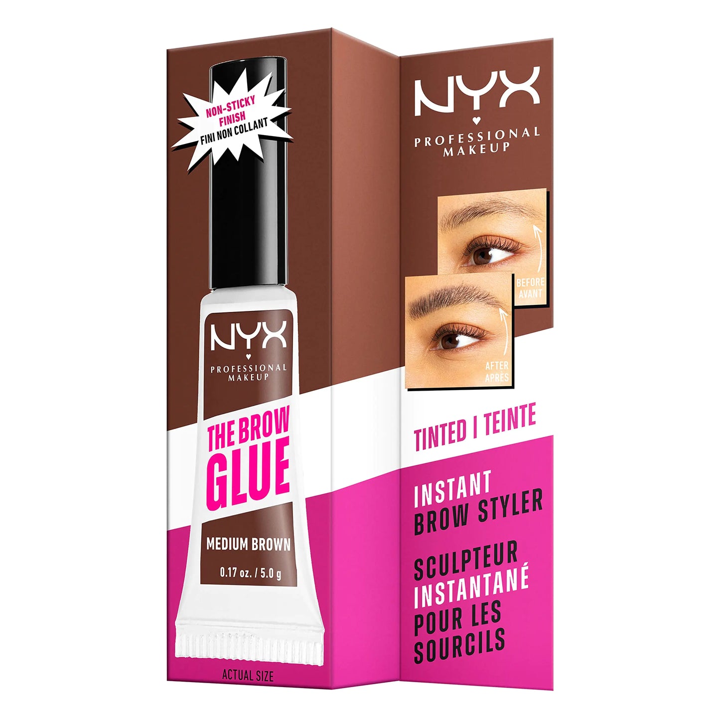 NYX PROFESSIONAL MAKEUP The Brow Glue, Extreme Hold Eyebrow Gel - Clear 01 Clear 1 Count (Pack of 1)