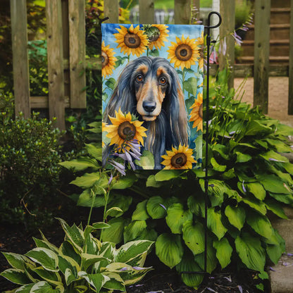 Afghan Hound in Sunflowers Garden Flag