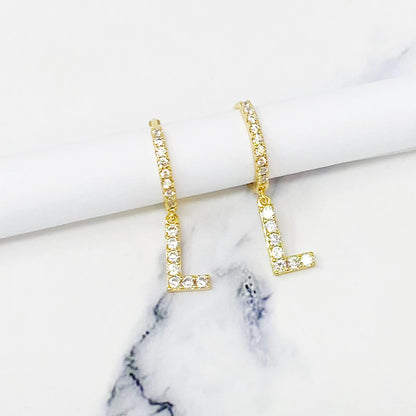 Crystal Initial Drop Earrings