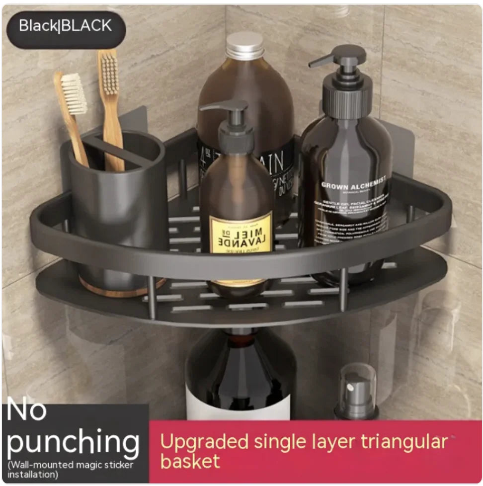 Punch-Free Bathroom Storage Rack