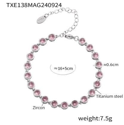 Titanium Steel Zircon Color Mix Bracelet & Necklace Set