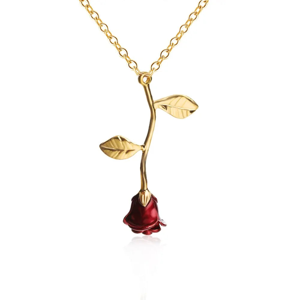 Red Rose Flower Necklace