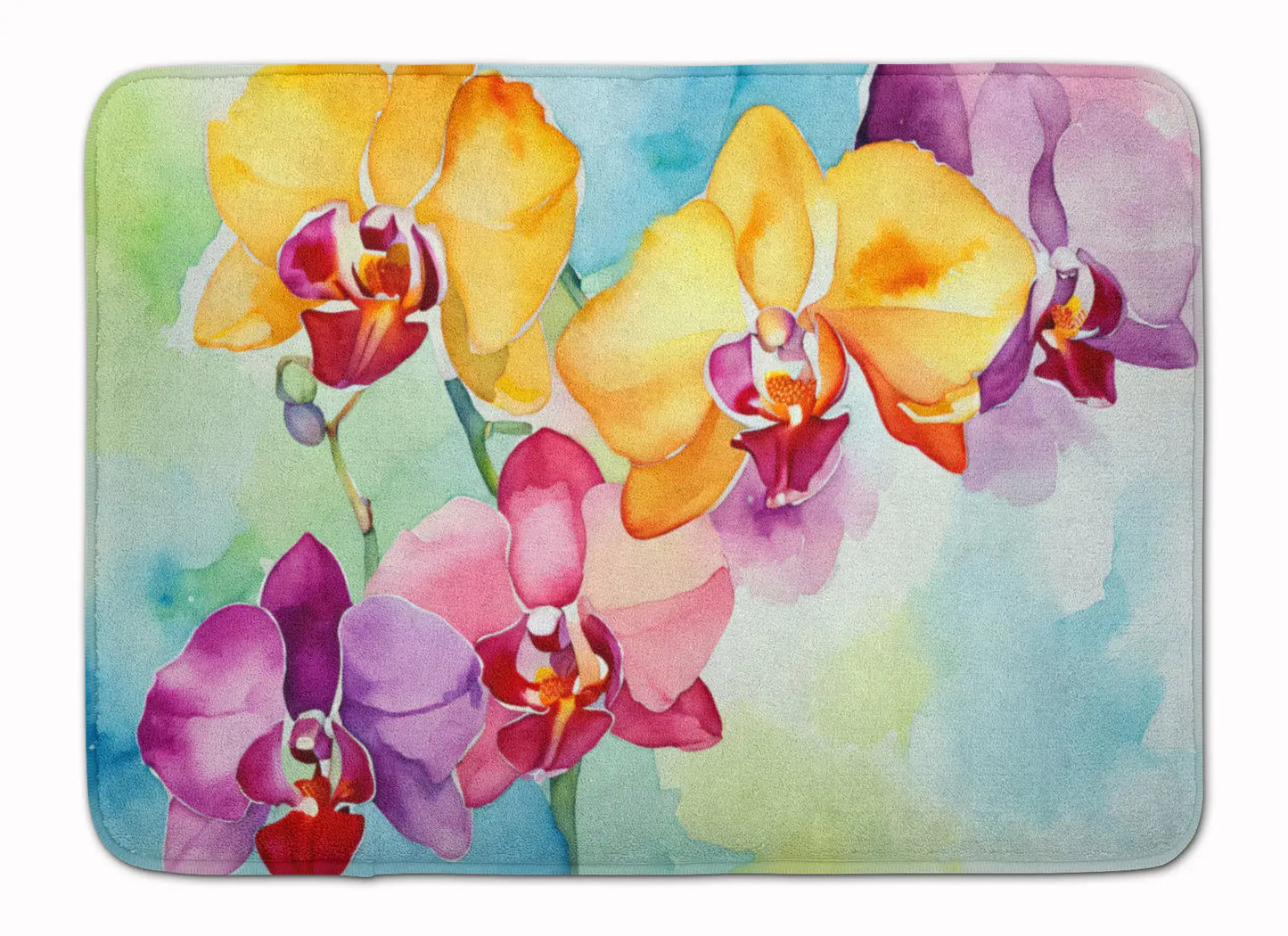 Orchids in Watercolor Memory Foam Kitchen Mat