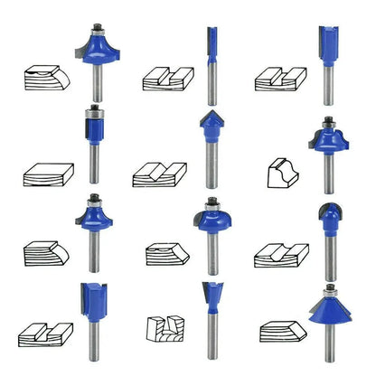 15Pcs Carbon Milling Cutter Router Bit Set Tungsten Carbide Router 1/4" Shank US