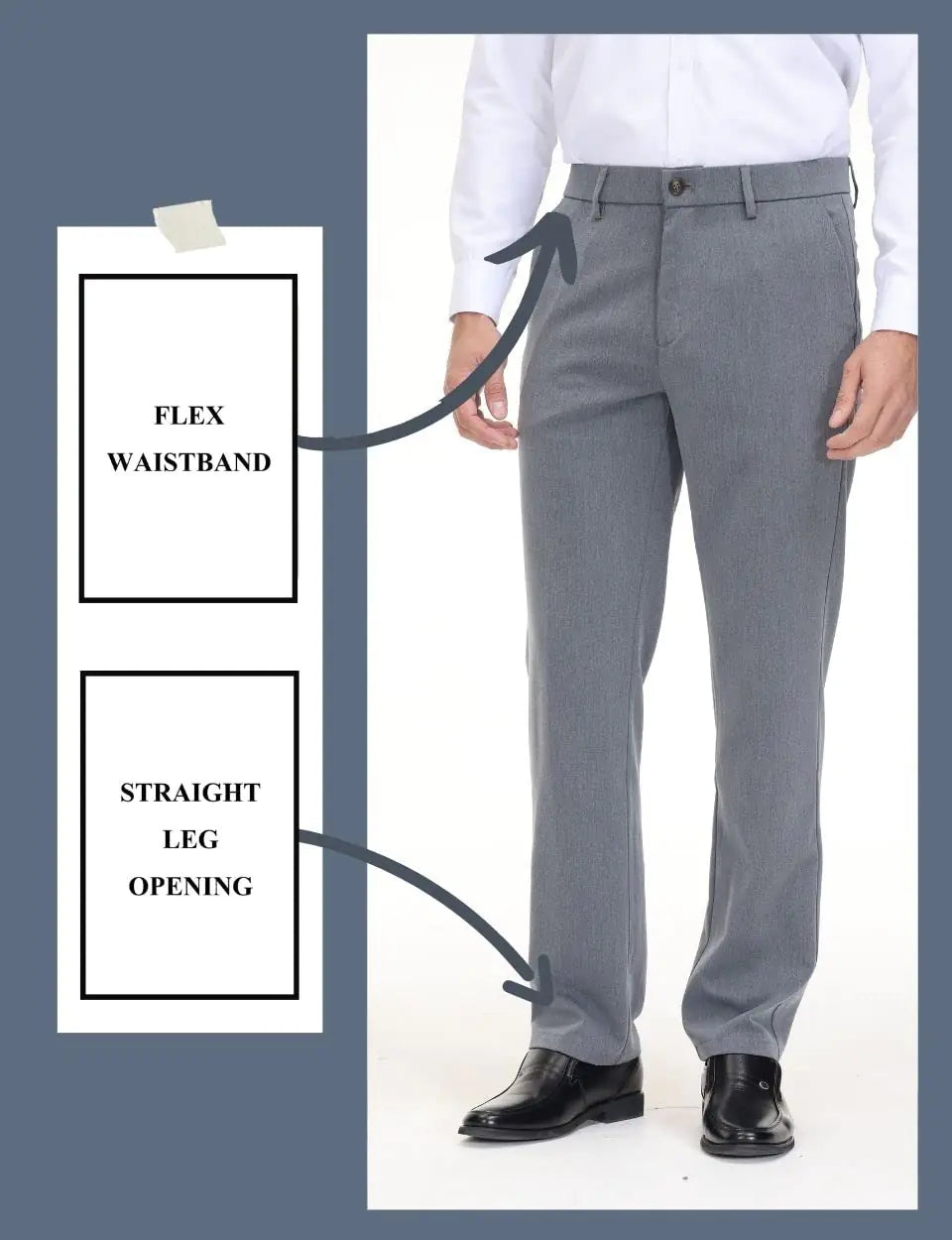 Soojun Men's Classic Fit Flex Waist Flat Front Dress Pant Black 36W x 34L