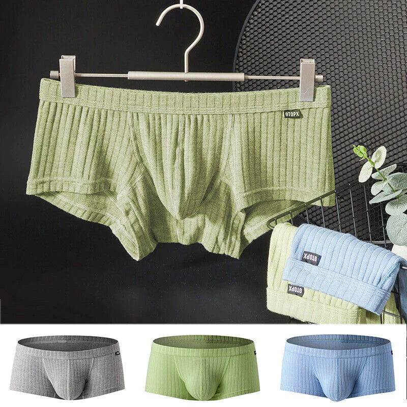 Men's Sexy Underwear Low waist Briefs U Pouch Boxers Striped Shorts Underpants