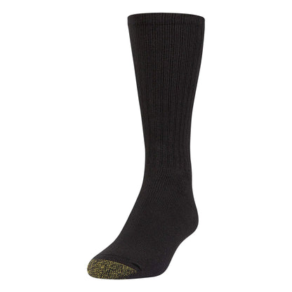 GOLDTOE Men's Harrington Crew Socks, Multipairs X-Large Black (6-pairs)