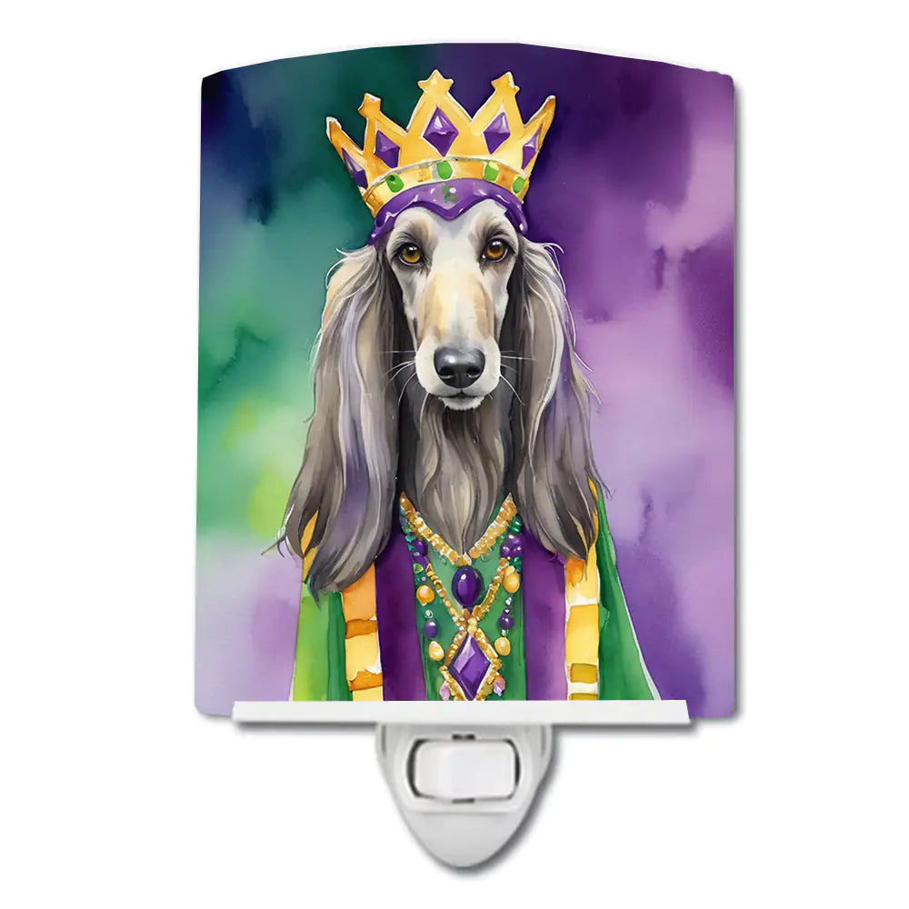 Afghan Hound King of Mardi Gras Ceramic Night Light