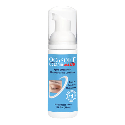 OCuSOFT Lid Scrub PLUS Foam- Moderate to Severe Eyelid Conditions - Instant Foaming Eyelid & Eyelash Cleanser - Extra Strength Daily Eyelid Cleanser to Remove Oil, Dirt, Pollen & Eye Makeup-1.68 fl oz 1.69 Fl Oz (Pack of 1)