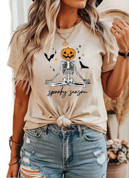 Spooky Season Shirt, Spooky Pumpkin Shirt, Halloween Skeleton Shirt