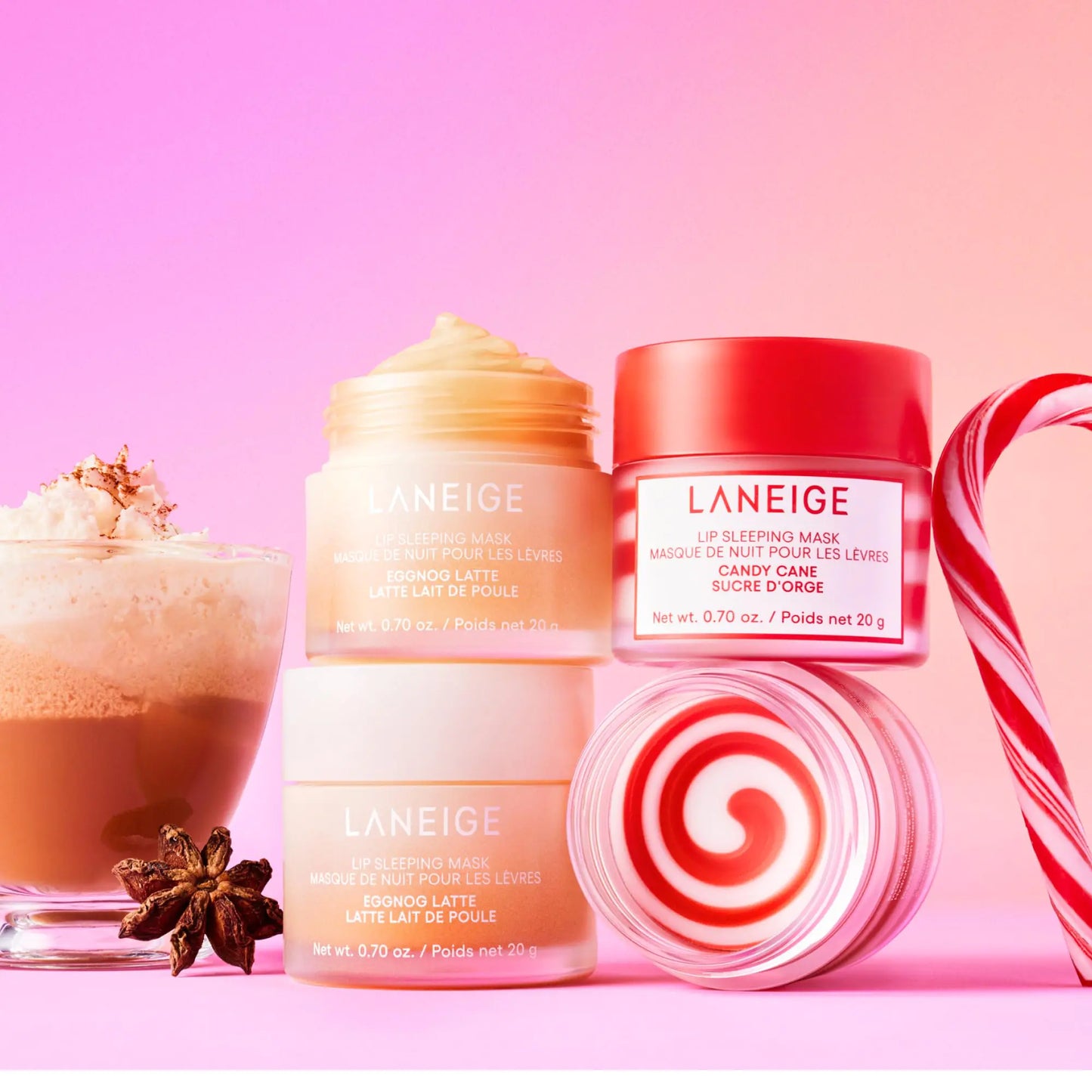 LANEIGE Lip Sleeping Mask: Nourish, Hydrate, Vitamin C, Murumuru & Shea Butter, Antioxidants, Flaky, Dry Lips Candy Cane Swirl