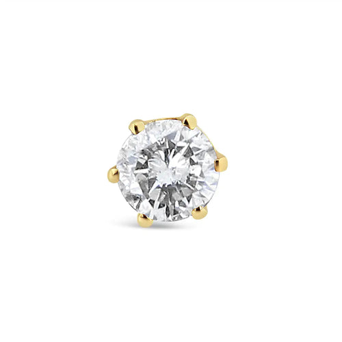 Brinco Solitário em Ouro Amarelo 14K com Diamante de 6 Garras (3/8 cttw, Cor I-J, Clareza I2-I3)