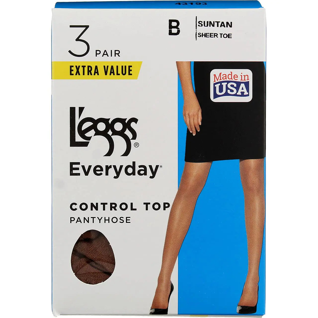 L'eggs womens Everyday Women's Nylon Pantyhose Control Top Panty - Multiple Packs Available 3 Sun Tan 3-pack B