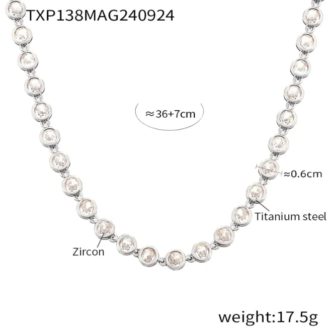 Titanium Steel Zircon Color Mix Bracelet & Necklace Set