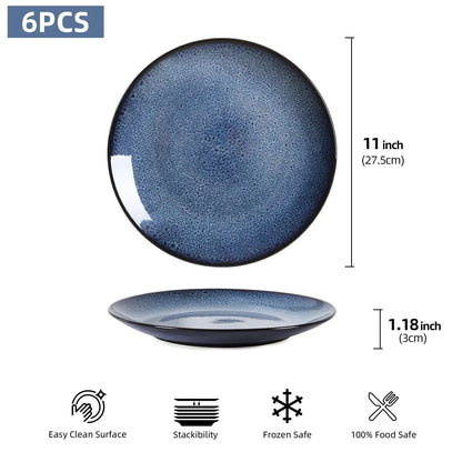 Steak Plate Creative Western Food Plate Vegetable Plate Set Of 6 For Cereal, Salad, Pasta, Soup, Dessert, Serving Dishwasher, Microwave And Oven