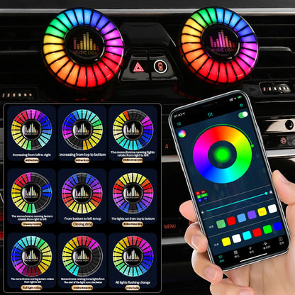 Lâmpada de Ritmo Musical Automotiva com 256 Cores e Controle por App