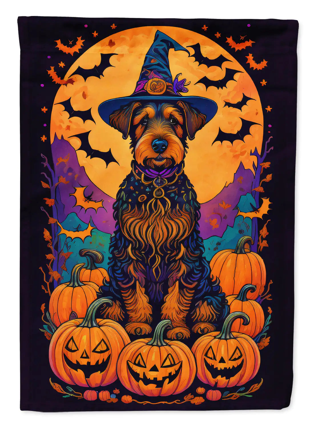 Airedale Terrier Witchy Halloween Garden Flag