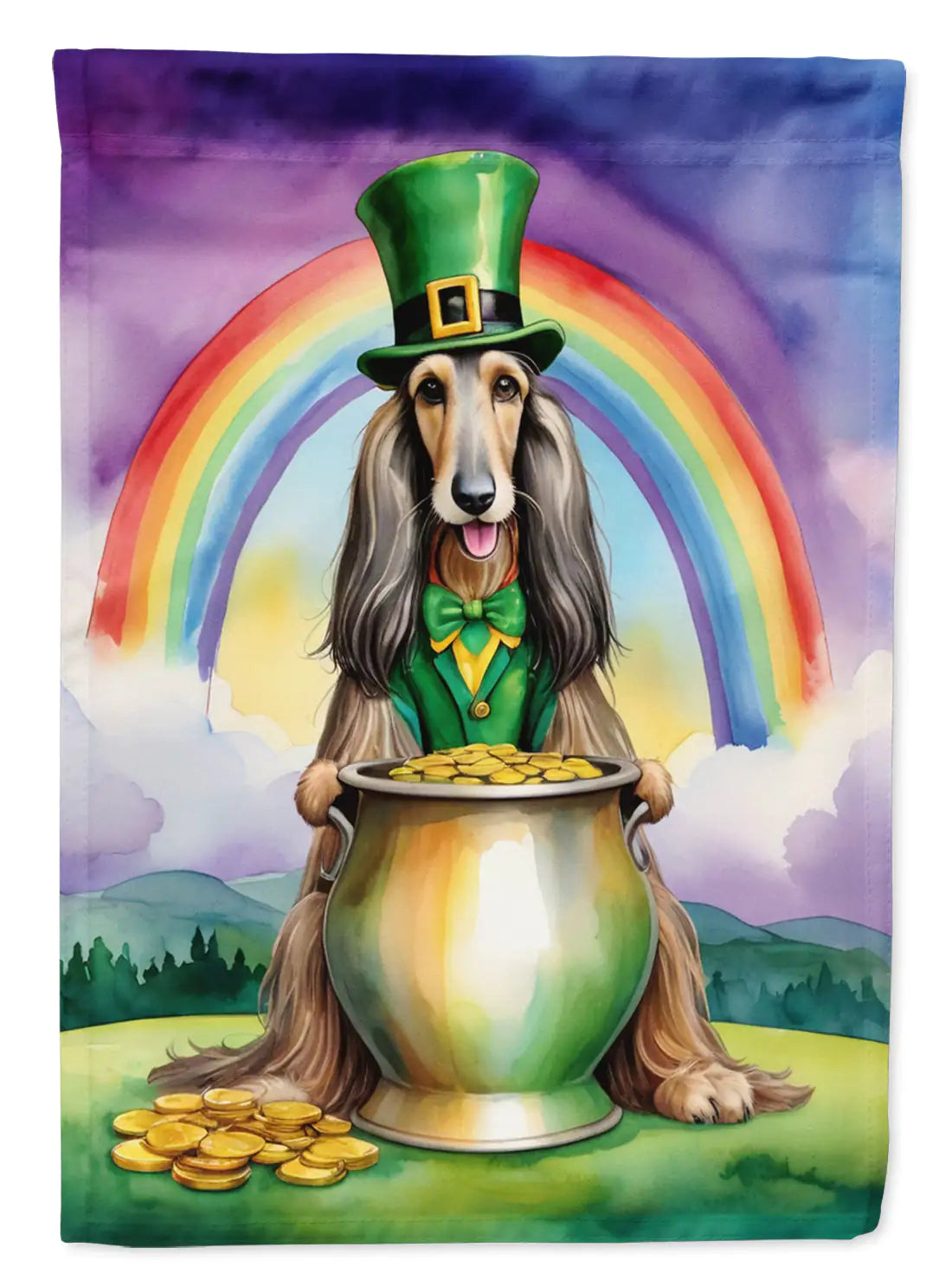 Afghan Hound St Patrick's Day Garden Flag