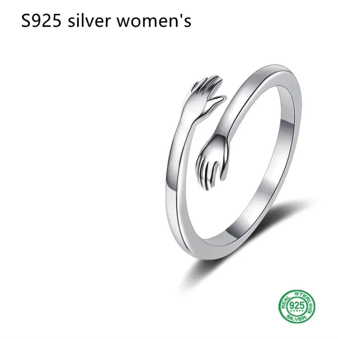 S925 Silver Couple Hug Ring