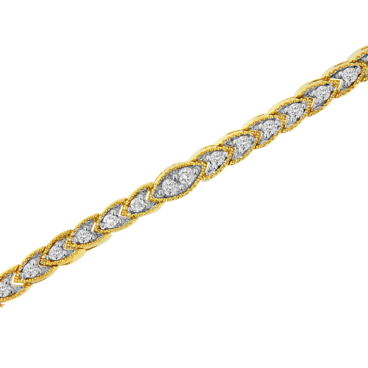 10K Gelbvergoldetes .925 Sterlingsilber 1 Karat Diamanten-Armband in Birnenform mit Krappenfassung (I-J Farbe, I1-I2 Reinheit) - 18,42 cm